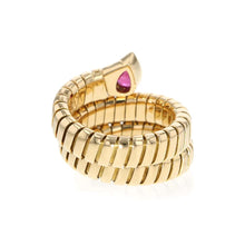 将图像加载到图库查看器中，BVLGARI Tubogas Snake Ring Size #10 18K Yellow Gold
