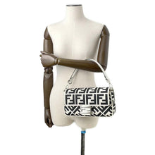 将图像加载到图库查看器中，FENDI Mamma Bucket 2way Shoulder Bag White/Black 8BR600 Canvas Leather
