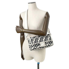 将图像加载到图库查看器中，FENDI Mamma Bucket 2way Shoulder Bag White/Black 8BR600 Canvas Leather
