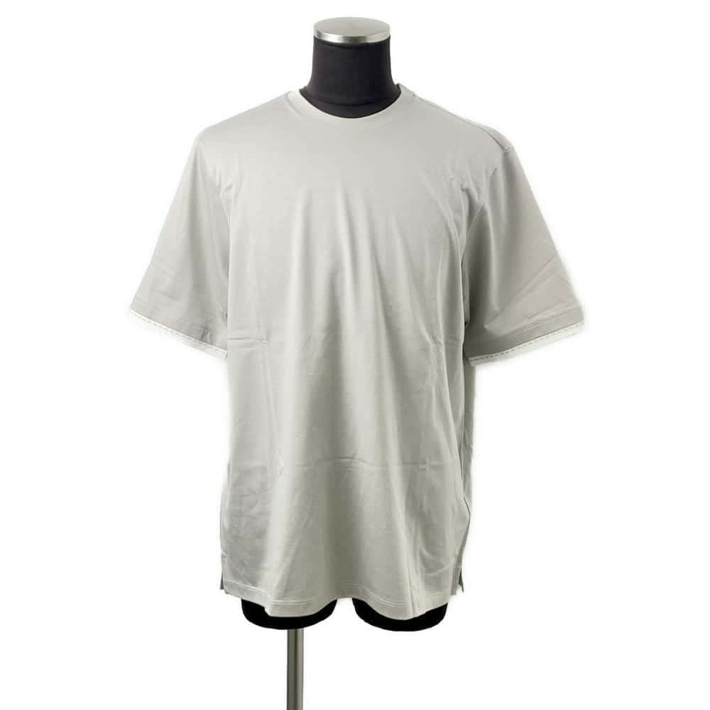 HERMES T-Shirt Details Saddle Stitch Size L Gray Cotton100%