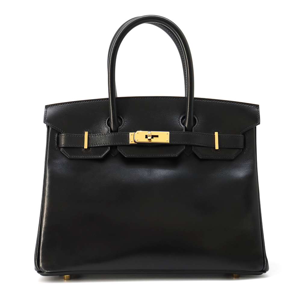 HERMES Birkin Black Box Calf Leather Size 30