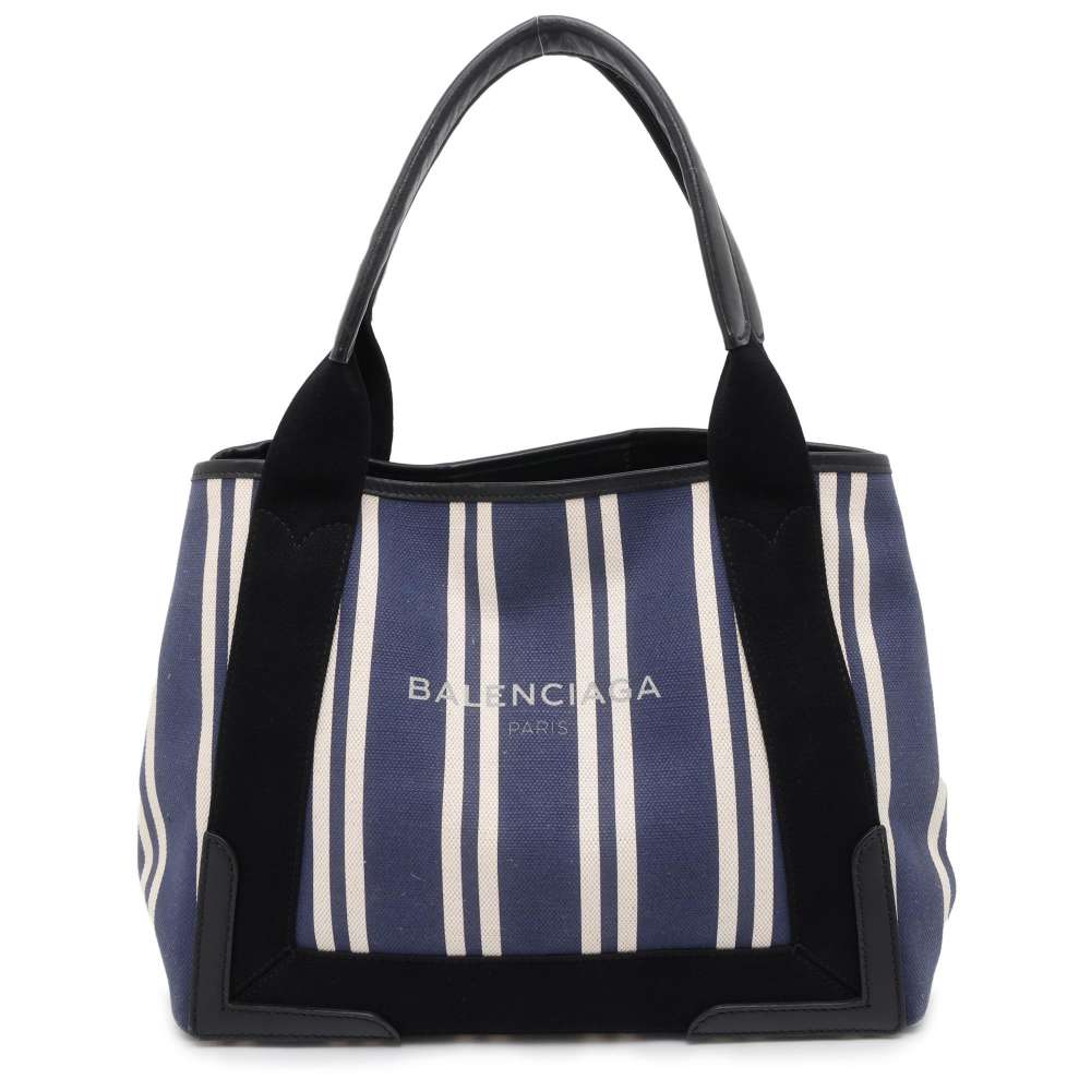 BALENCIAGA Navy Kabas Blue/Black 339933 Canvas Size S