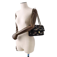 Load image into Gallery viewer, CHANEL Matelasse W Flap ChainShoulder Bag BlackA01112 Tweed Rhinestone Size 25
