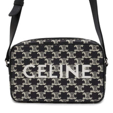 Load image into Gallery viewer, CELINE Triomphe logo Shoulder Bag Black/White194502FQ1 PVC Coated Canvas Leather Size Medium
