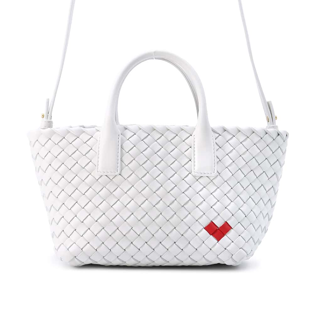 Bottega Veneta INTRECCIATO Cabas 2WAY Handbag White 777608 Leather Size Mini