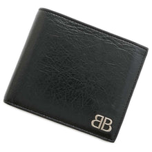 Load image into Gallery viewer, BALENCIAGA BB logo bifold wallet Black 779971 Leather
