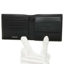 Load image into Gallery viewer, BALENCIAGA BB logo bifold wallet Black 779971 Leather
