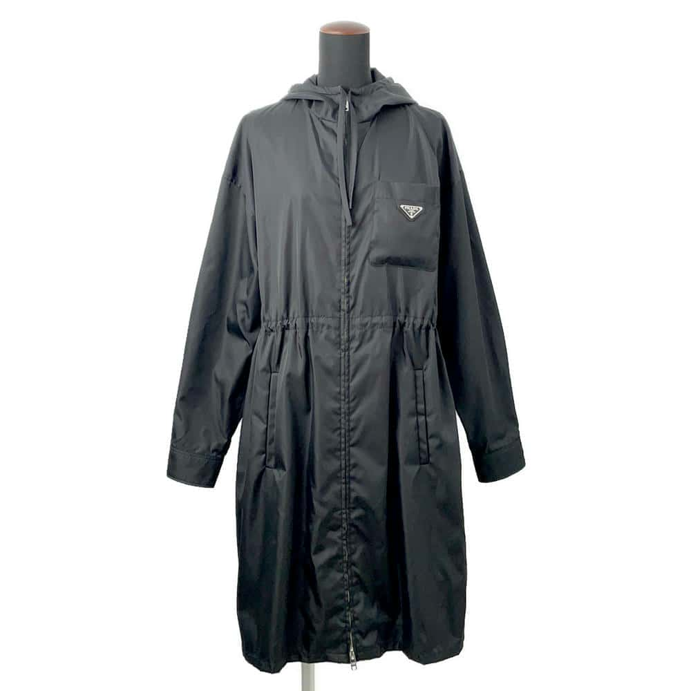 PRADA Re-Nylon raincoat Size 38 Black 292061 Nylon100%