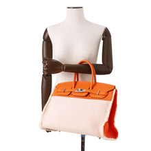 将图像加载到图库查看器中，HERMES Birkin Frey Frey Orange minyan Toile Twill H Swift Leather Size 35
