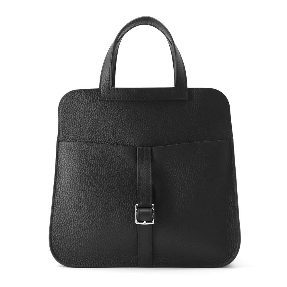 HERMES Halzan Black Taurillon Clemence Size 25