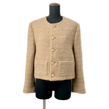 Load image into Gallery viewer, CELINE Collarless Jacket Size 34 Beige2V83I576R Wool 83% Mohair 11% Nylon6%
