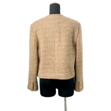 将图像加载到图库查看器中，CELINE Collarless Jacket Size 34 Beige2V83I576R Wool 83% Mohair 11% Nylon6%
