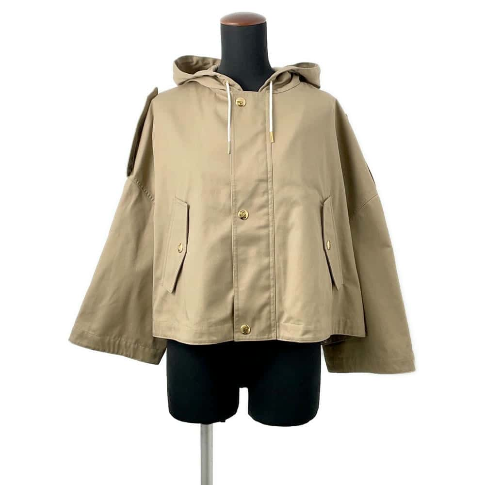 CELINE Technical Cotton Cropped Parka Jacket Size 38 Beige2W615004N Polyester65% Cotton35%