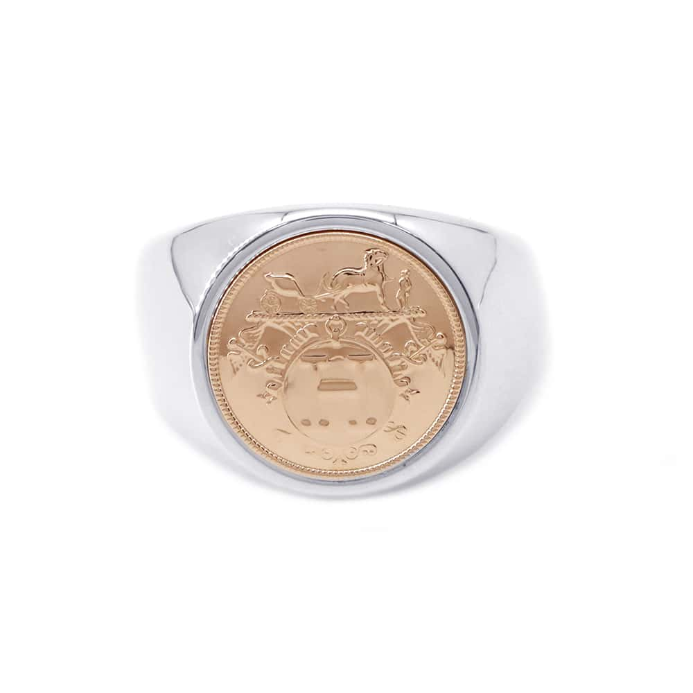 HERMES Exlibris Chevalier Ring Size 55/#15 SV925 K18PG