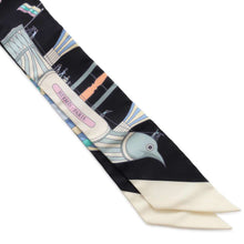 Load image into Gallery viewer, HERMES Twilly Madness in the Sky Les Folies Du Ciel Black/JauneSoufre/Multicolor Silk100%
