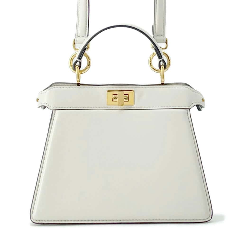 FENDI Peekaboo Icy You White 8BN335 Leather Size Petit