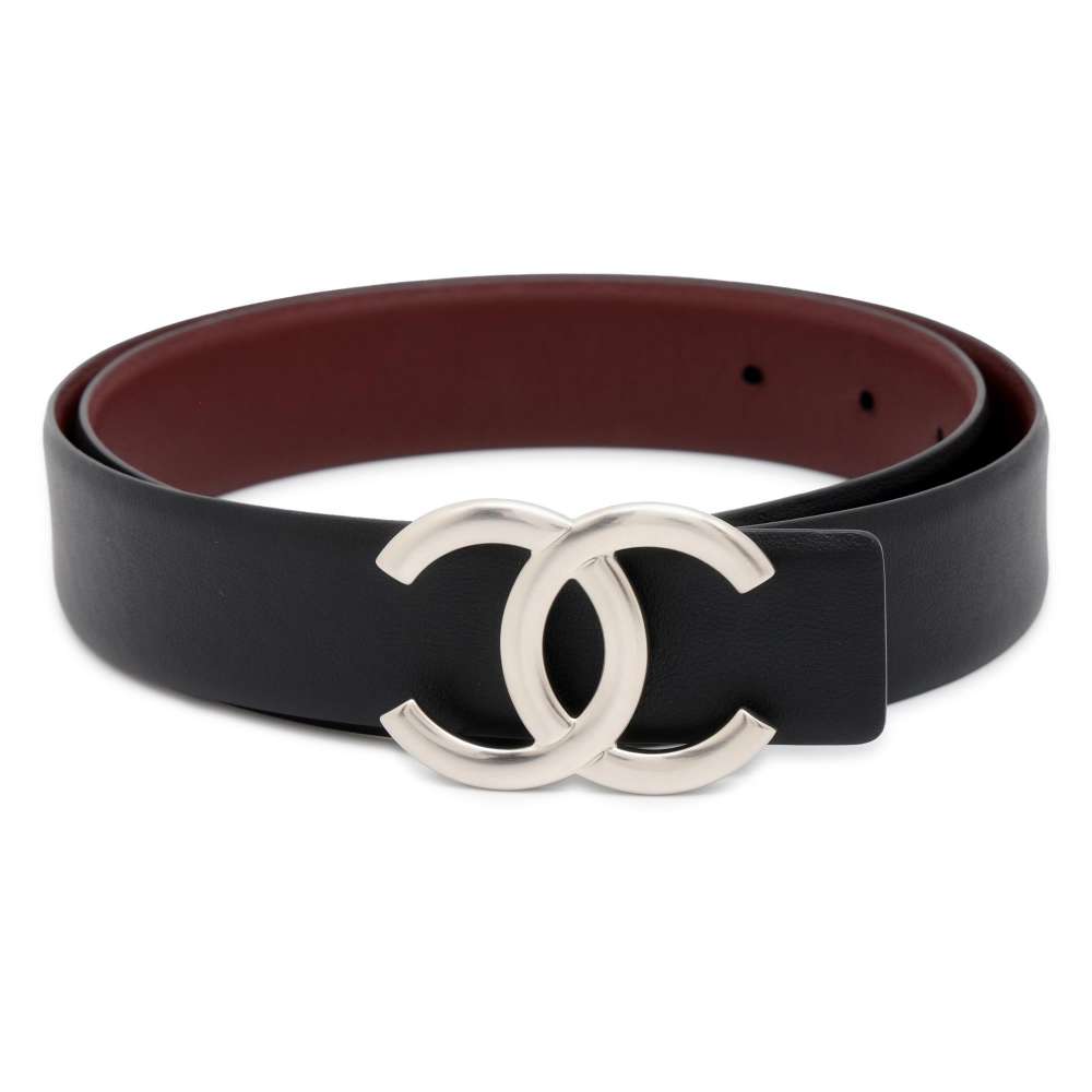 CHANEL CC Logo Belt Size 80 Black A73462 Leather