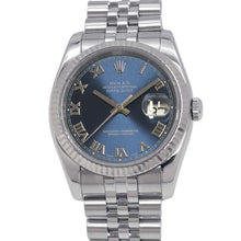 将图像加载到图库查看器中，ROLEX Datejust W36mm Stainless Steel K18WG Blue / Roman Dial116234
