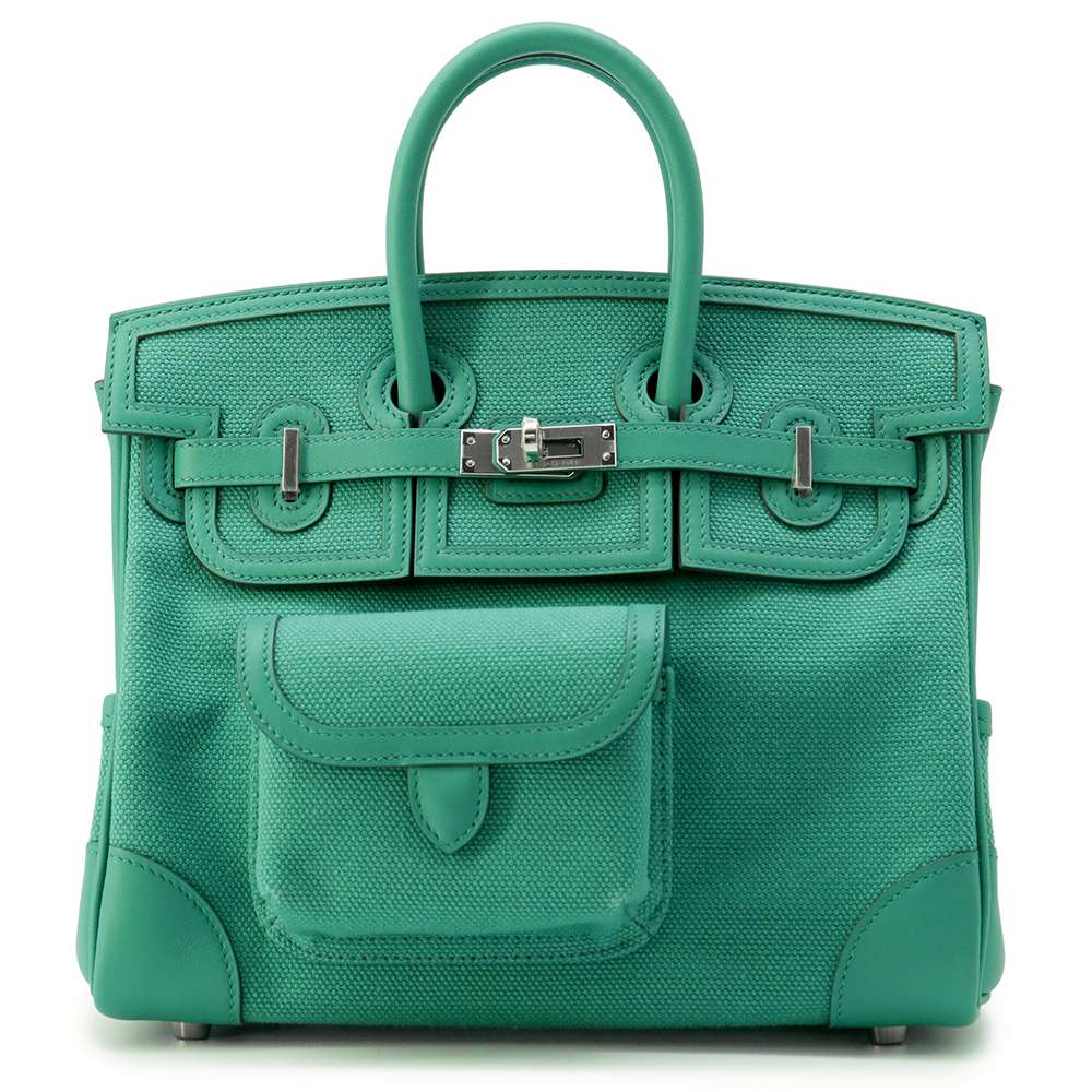 HERMES Birkin Cargo Vert Vertigo Towar Goeran Swift Leather Size 25