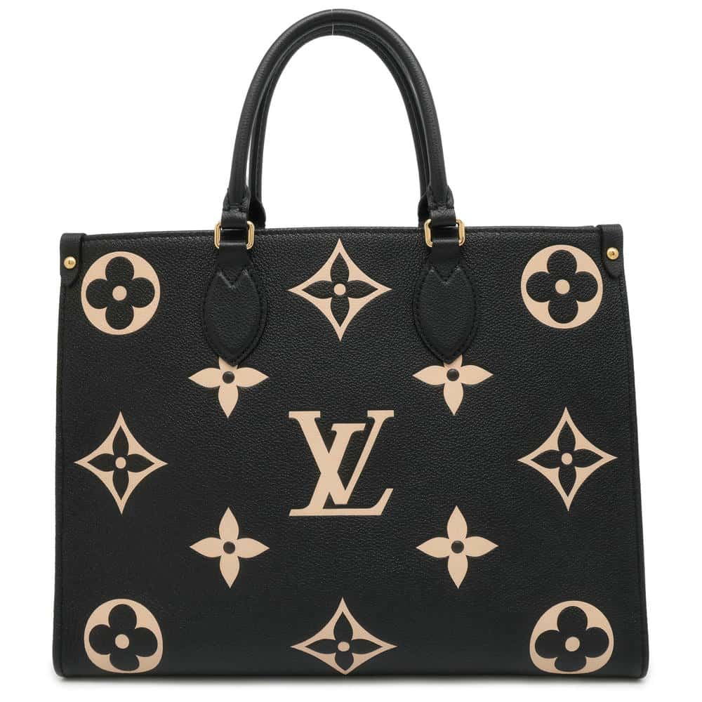 LOUIS VUITTON Onthego Noir/Beige M45495 Bicolor Monogram Empreinte Leather Size MM