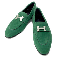 将图像加载到图库查看器中，HERMES Mocassins Paris loafers Vert Electric suede Size 36
