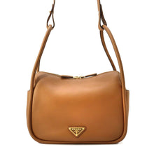 将图像加载到图库查看器中，PRADA PRADA Darling Soft Grain Leather Handbag Camel 1BA451 Leather
