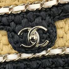 将图像加载到图库查看器中，CHANEL 2024 Cruise Collection Flap Bag Black/White/BeigeAS4556 Blade Raffia Lambskin Size Mini
