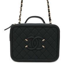 将图像加载到图库查看器中，CHANEL CCFiligree Vanity 2way Shoulder Bag Black A93343 Caviar Leather Size Small
