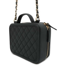 将图像加载到图库查看器中，CHANEL CCFiligree Vanity 2way Shoulder Bag Black A93343 Caviar Leather Size Small
