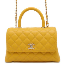 将图像加载到图库查看器中，CHANEL Matelasse Coco Handle 2wayChainShoulder Yellow A92990 Caviar Leather Size XS
