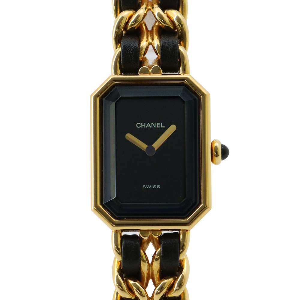 CHANEL Premiere W20mm×H26ｍｍ Gold Plated Leather Black Dial H0001