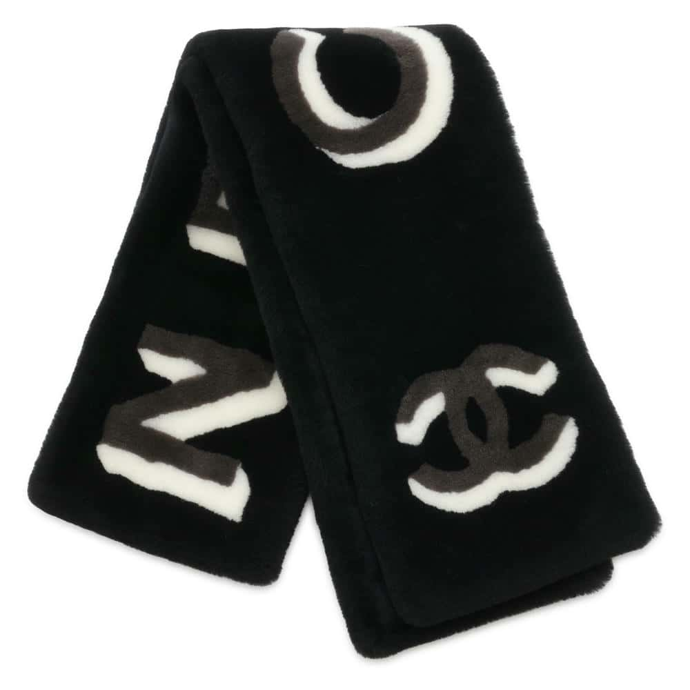 CHANEL MoutonScarf Black AA7074 Mouton100%