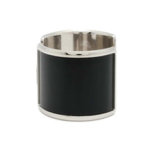 将图像加载到图库查看器中，HERMES Olympe Cuff Bracelet Size T2 Black/Silver Box Calf Leather Metal
