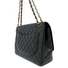 将图像加载到图库查看器中，CHANEL Jumbo Matelasse W Flap ChainShoulder Bag Black A58601 Caviar Leather Size 34
