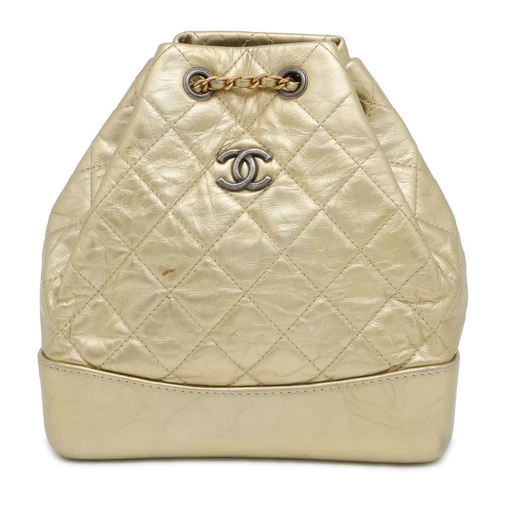 CHANEL Gabrielle de CHANEL Backpack Gold A94485 Leather Size Small