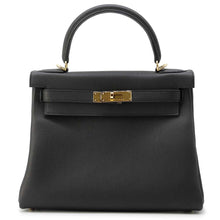 将图像加载到图库查看器中，HERMES Kelly Retourne Black Togo Leather Size 28
