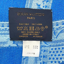 将图像加载到图库查看器中，LOUIS VUITTON Shawl Neo Pop Monogram Blue M76080 Silk64% Wool 36%
