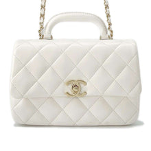 将图像加载到图库查看器中，CHANEL Top Handle Flap 2wayShoulder Bag White AS4544 Shiny Calf Leather
