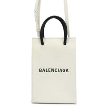 将图像加载到图库查看器中，BALENCIAGA Shopping phone holder White 593826 Leather
