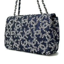 Load image into Gallery viewer, CHANEL CC Logo ChainShoulder Bag Navy/White Sequins Size 25
