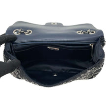 Load image into Gallery viewer, CHANEL CC Logo ChainShoulder Bag Navy/White Sequins Size 25
