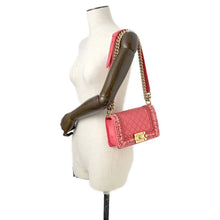 Load image into Gallery viewer, CHANEL Boy Chanel ChainShoulder Bag Pink Tweed Lambskin Size 20
