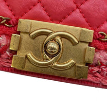 Load image into Gallery viewer, CHANEL Boy Chanel ChainShoulder Bag Pink Tweed Lambskin Size 20
