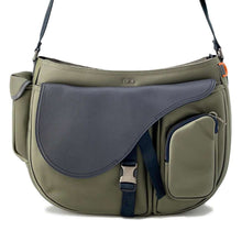 将图像加载到图库查看器中，Dior saddle bag sacaiCollaboration Khaki/Navy 1ADH0029USF Nylon Leather
