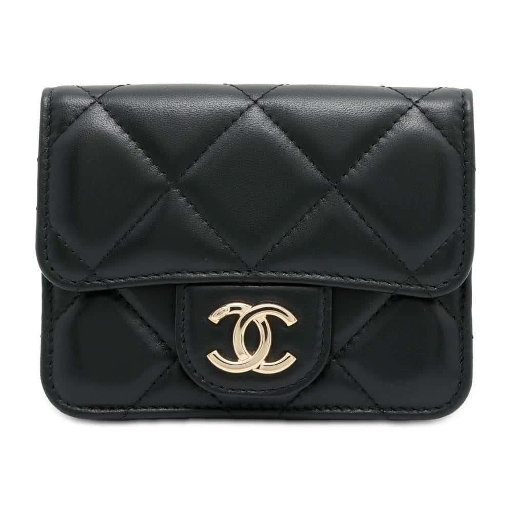 CHANEL Matelasse Belt ChainPouch Black Lambskin