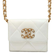 将图像加载到图库查看器中，CHANEL 19 Chain flap Coin purse White AP1787 Lambskin
