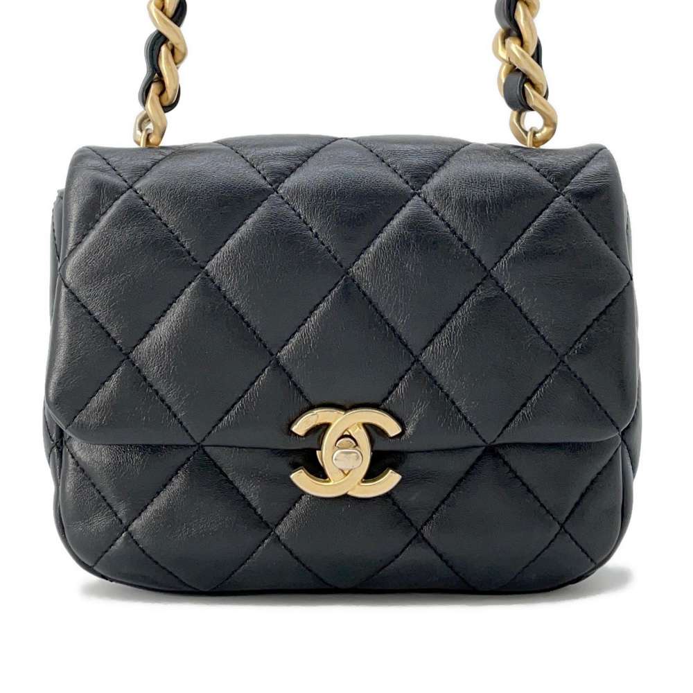 CHANEL Flap Bag Black AS3205 Lambskin Size Mini