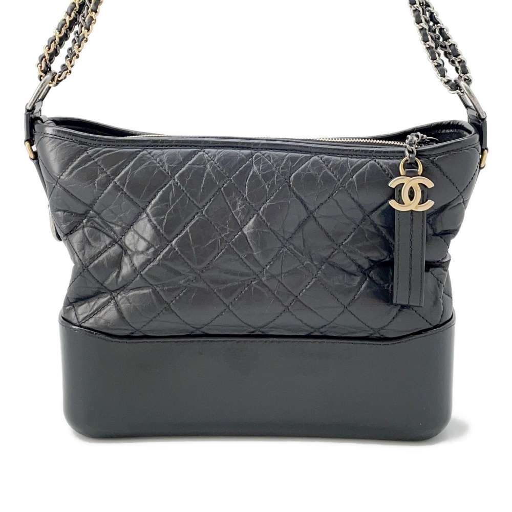 CHANEL Gabriel de CHANEL Hobo Black A93824 Calf Leather