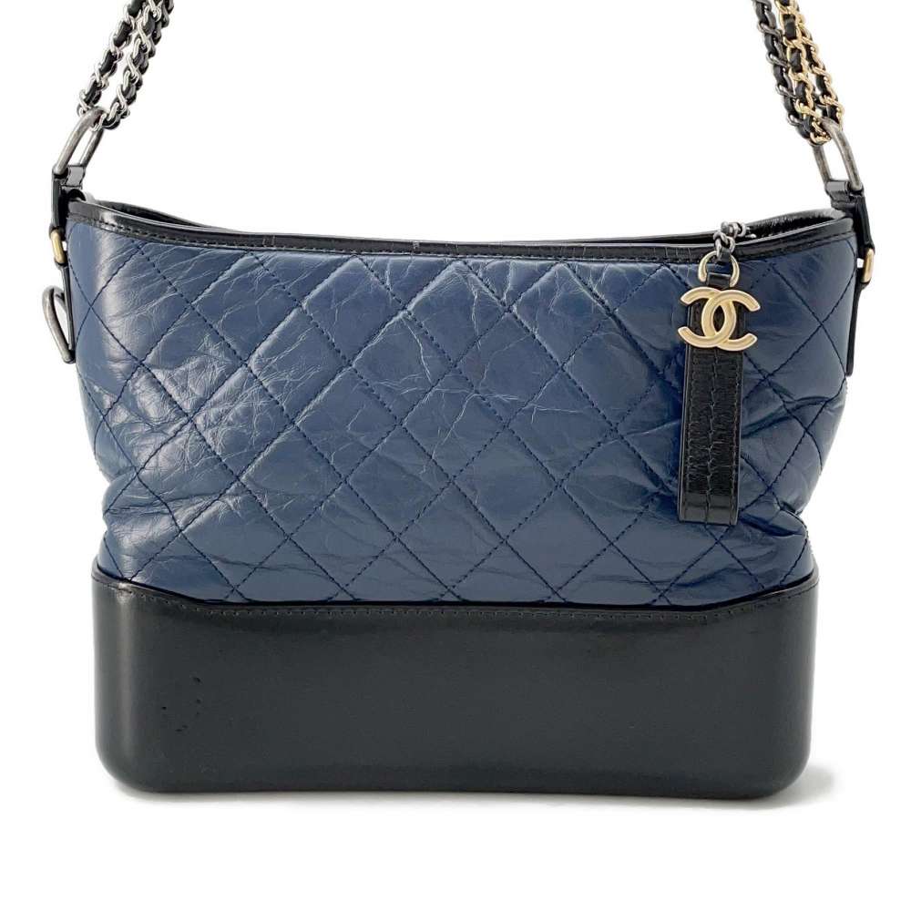 CHANEL Gabriel de CHANEL Hobo Navy/Black A93824 Calf Leather