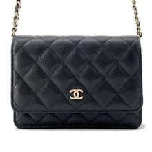 将图像加载到图库查看器中，CHANEL Chain wallet Black AP1649 Caviar Leather
